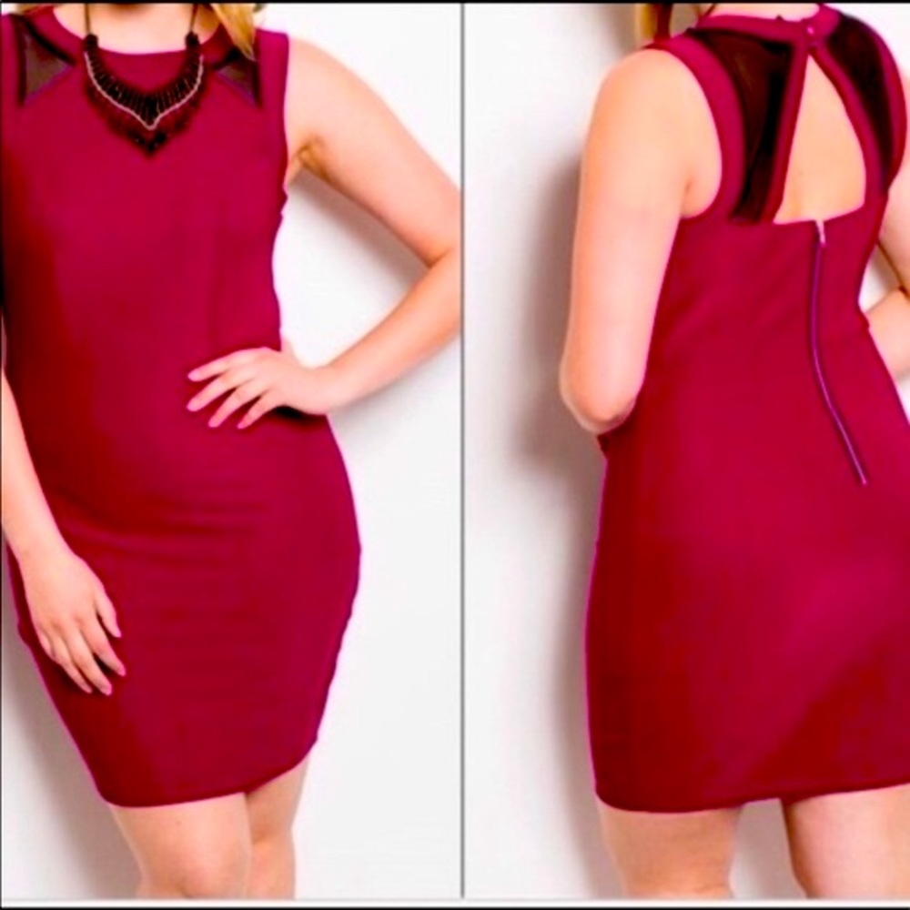 RED SEXY BACK MESH CUTOUT MINI